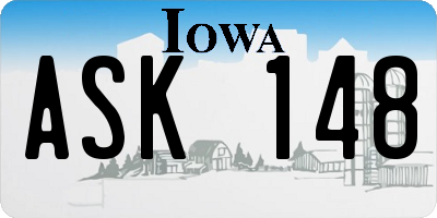 IA license plate ASK148