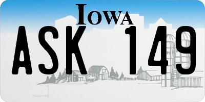 IA license plate ASK149