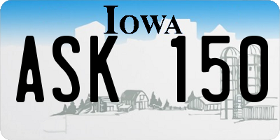 IA license plate ASK150