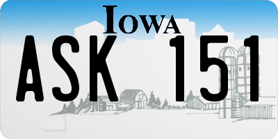 IA license plate ASK151