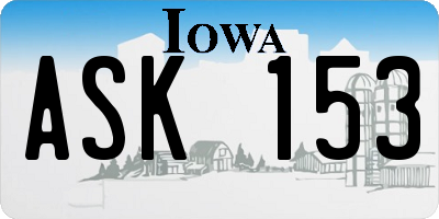 IA license plate ASK153