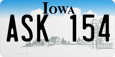 IA license plate ASK154