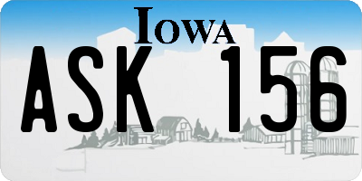 IA license plate ASK156