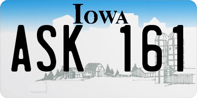 IA license plate ASK161