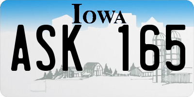 IA license plate ASK165