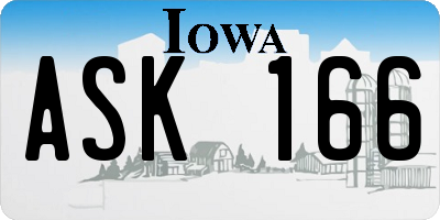 IA license plate ASK166