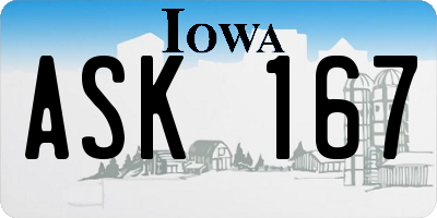 IA license plate ASK167