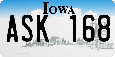 IA license plate ASK168