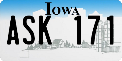 IA license plate ASK171