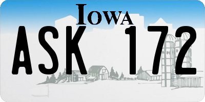 IA license plate ASK172