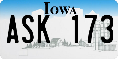 IA license plate ASK173