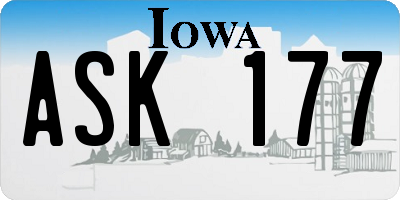 IA license plate ASK177