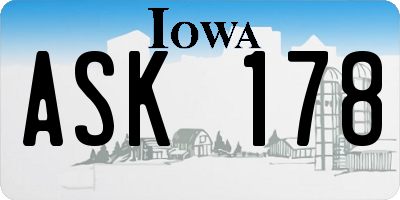 IA license plate ASK178