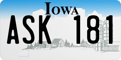 IA license plate ASK181