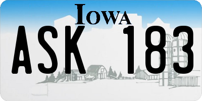 IA license plate ASK183