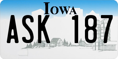 IA license plate ASK187