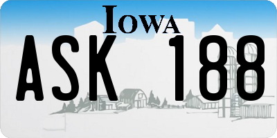 IA license plate ASK188