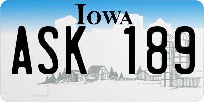 IA license plate ASK189