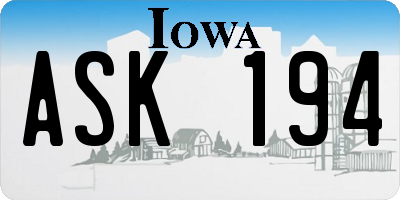 IA license plate ASK194
