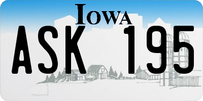 IA license plate ASK195