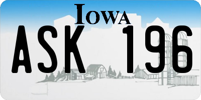 IA license plate ASK196