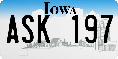 IA license plate ASK197