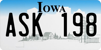IA license plate ASK198