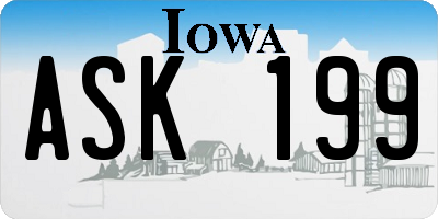 IA license plate ASK199