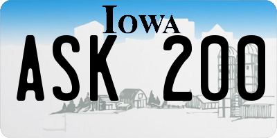 IA license plate ASK200