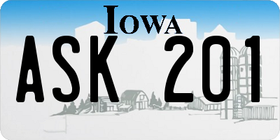 IA license plate ASK201