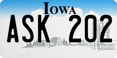 IA license plate ASK202