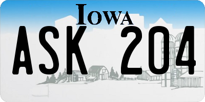 IA license plate ASK204