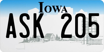 IA license plate ASK205