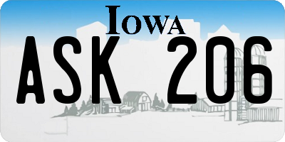 IA license plate ASK206