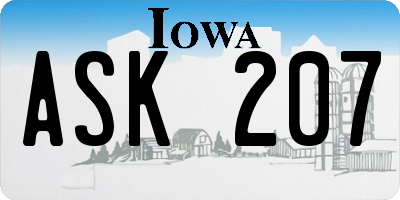 IA license plate ASK207