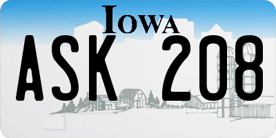 IA license plate ASK208