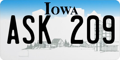 IA license plate ASK209