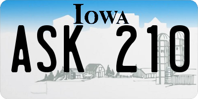 IA license plate ASK210