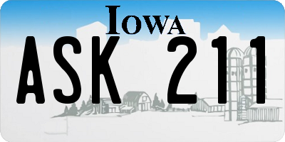 IA license plate ASK211