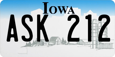 IA license plate ASK212