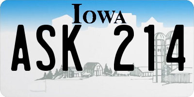 IA license plate ASK214