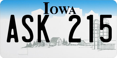 IA license plate ASK215