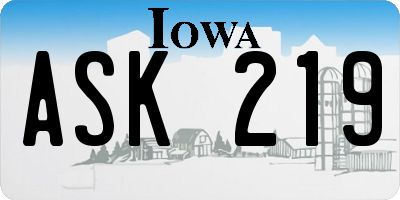 IA license plate ASK219