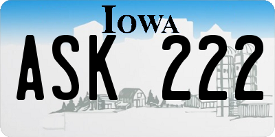IA license plate ASK222