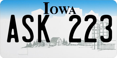 IA license plate ASK223