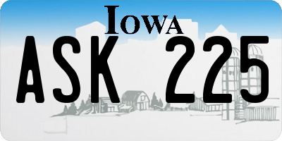 IA license plate ASK225