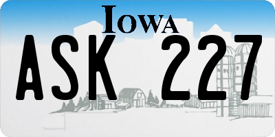 IA license plate ASK227