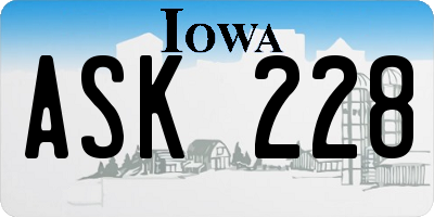 IA license plate ASK228