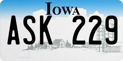 IA license plate ASK229