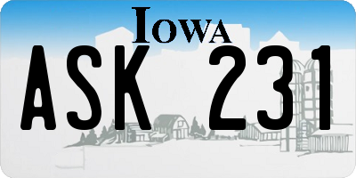 IA license plate ASK231